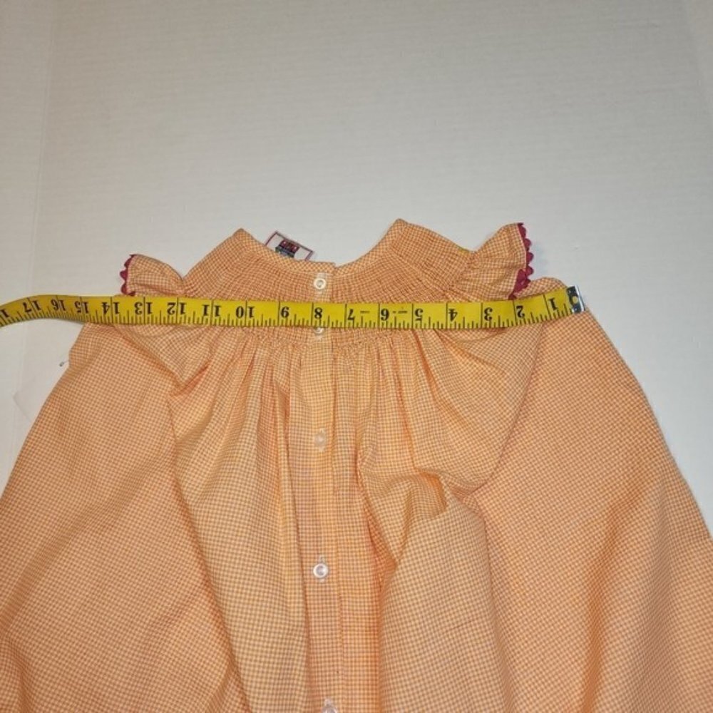 Castles And Crown boutique smocked dress sz 18-24 orange gingham summer - Picture 5 of 8